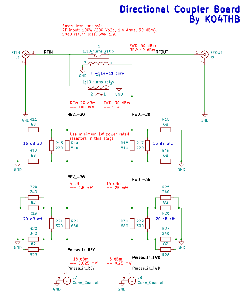 Directional coupler board schematic diagram
