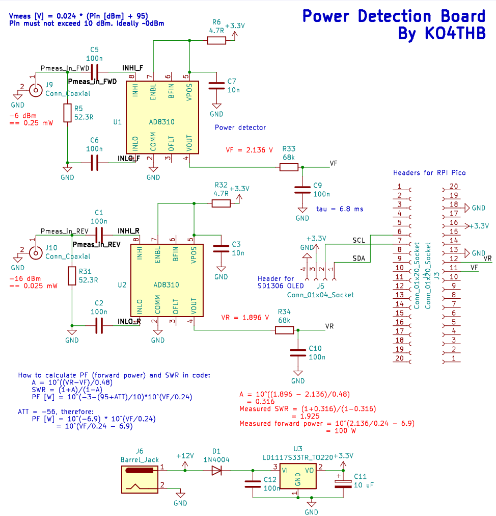 Power detection board schematic diagram